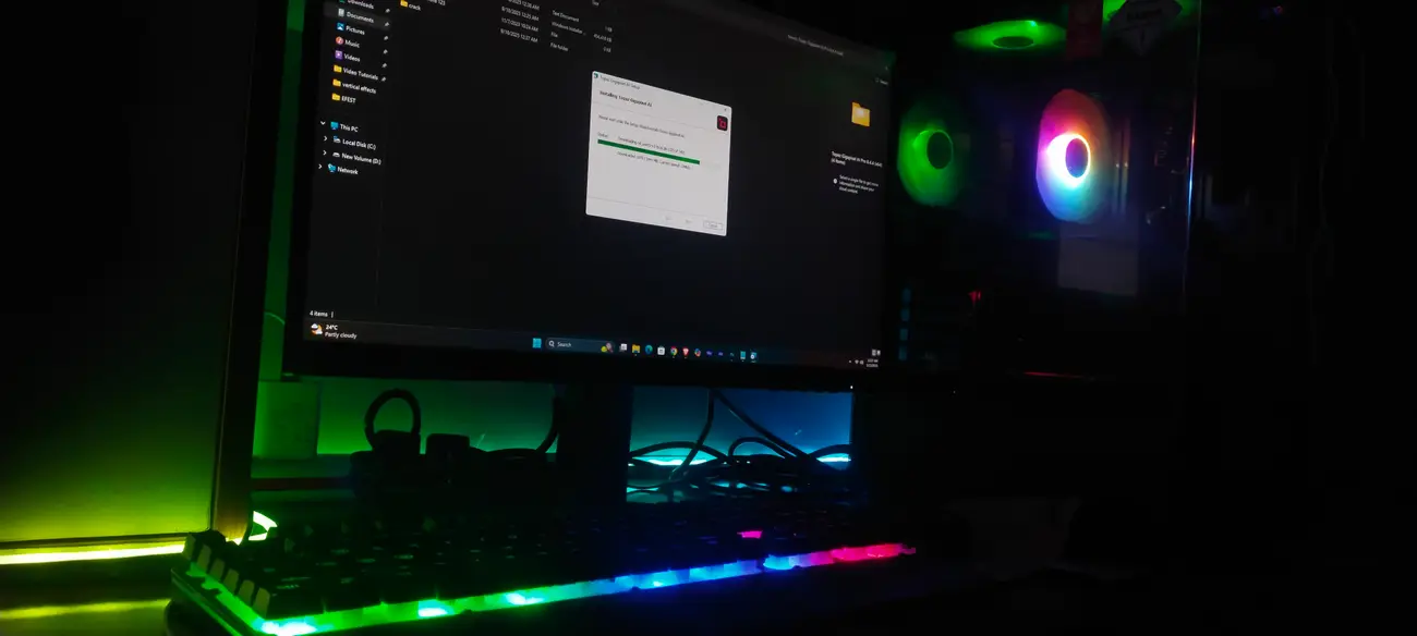 Computador gamer com iluminação RGB
